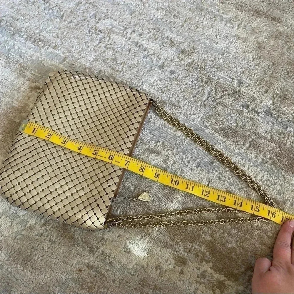 Whiting & Davis Vintage Mesh Metal Purse Shoulder Bag Gold Chain Strap - Picture 12 of 14